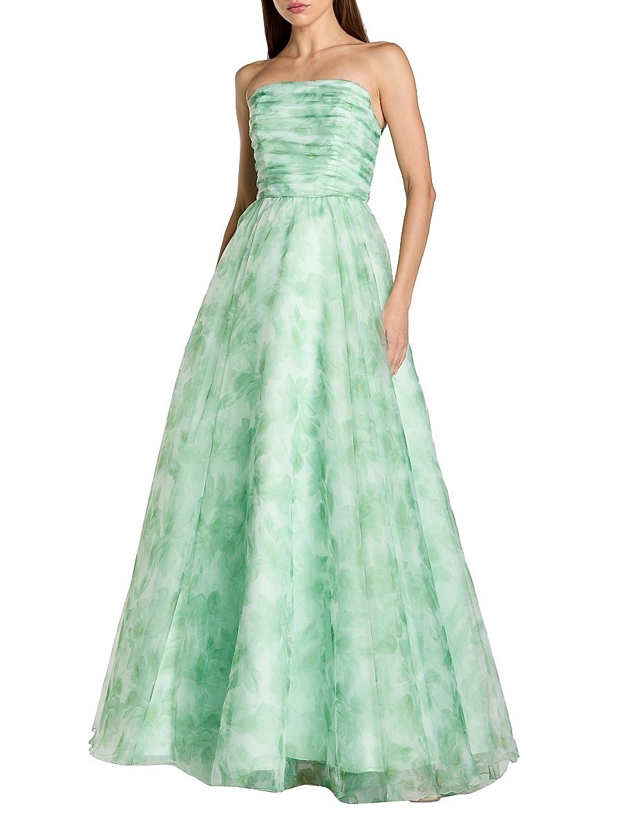 Women's Prom Floral Chiffon Gown - Sage Multi - Size 14