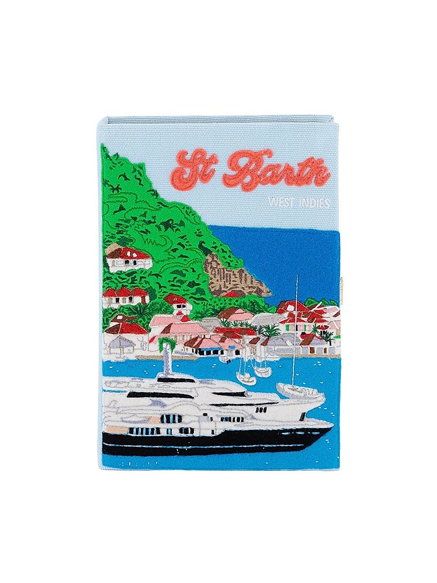 Women's St. Barth Embroidered Book Clutch - Sea Tex