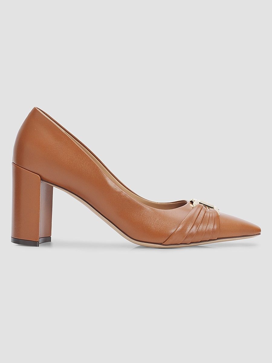 Women's Tillya Gancini Toe 70MM Leather Bock Heel Pumps - Naturale - Size 7