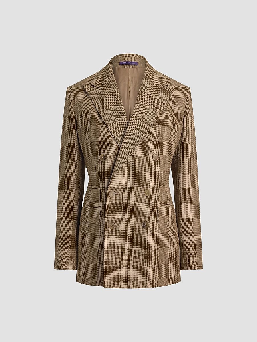 Women's Lily Glen Plaid Silk Blazer - Sycamore Light Tan - Size 8