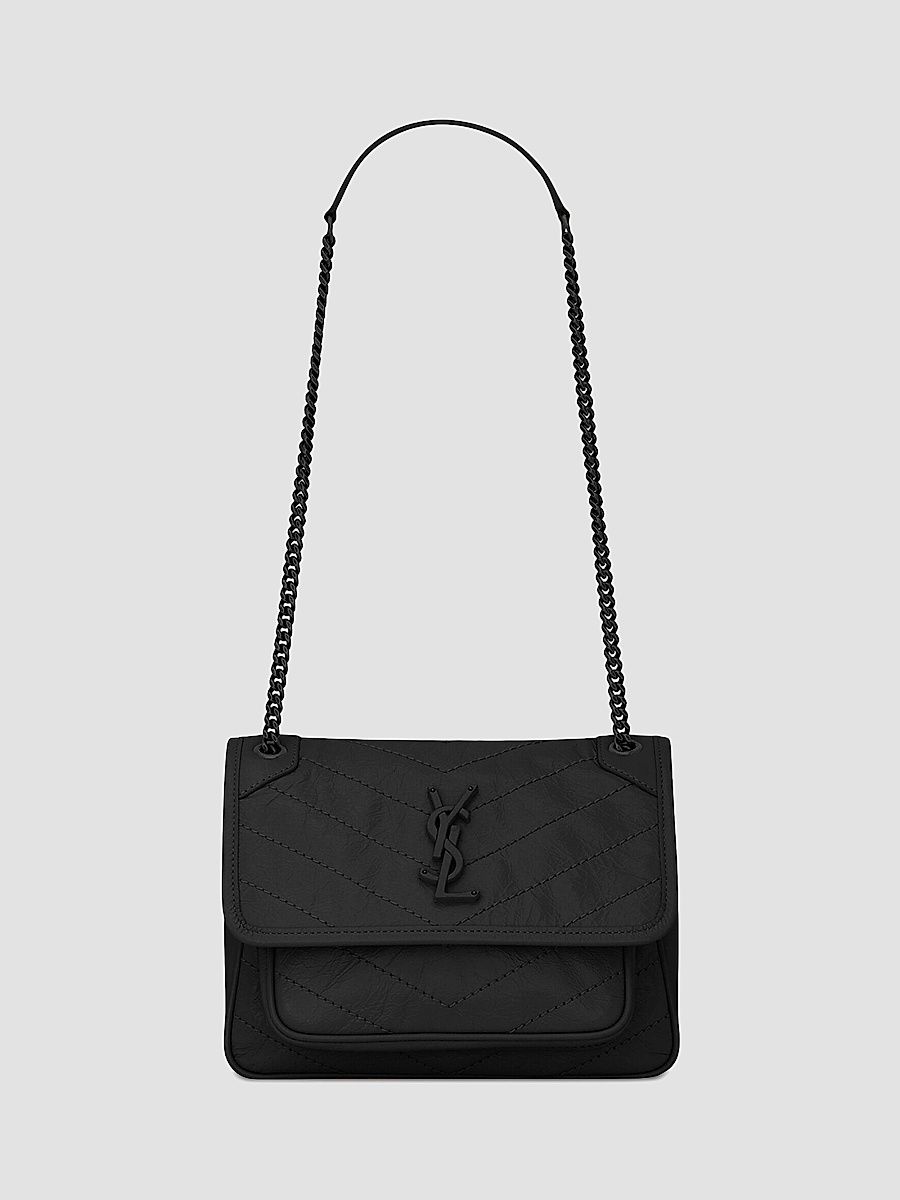 Saint Laurent Women's Niki Baby Shoulder Bag in Vintage Leather - Nero