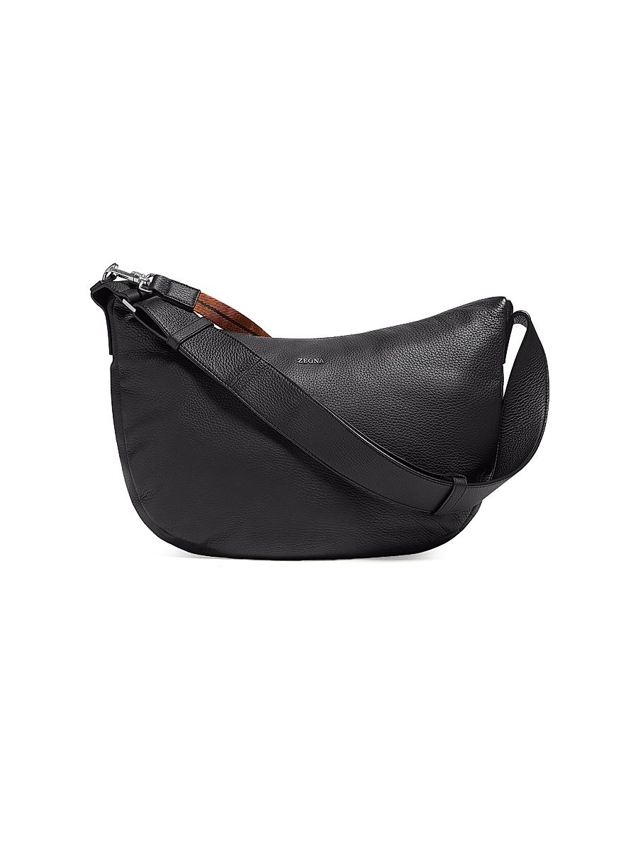 Men's Deerskin Hobo Panorama Mini Bag - Black