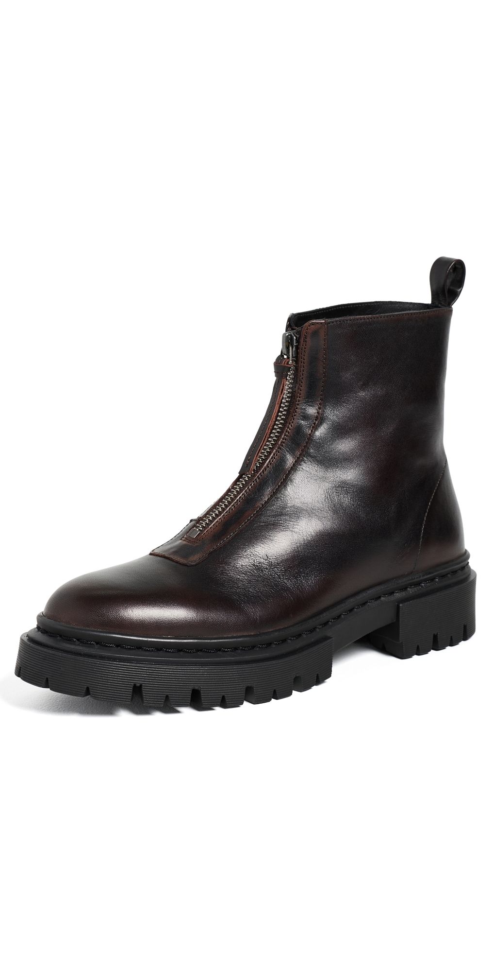 STAUD Miles Zip Ankle Boots ESPRESSO DISTRESSED 41