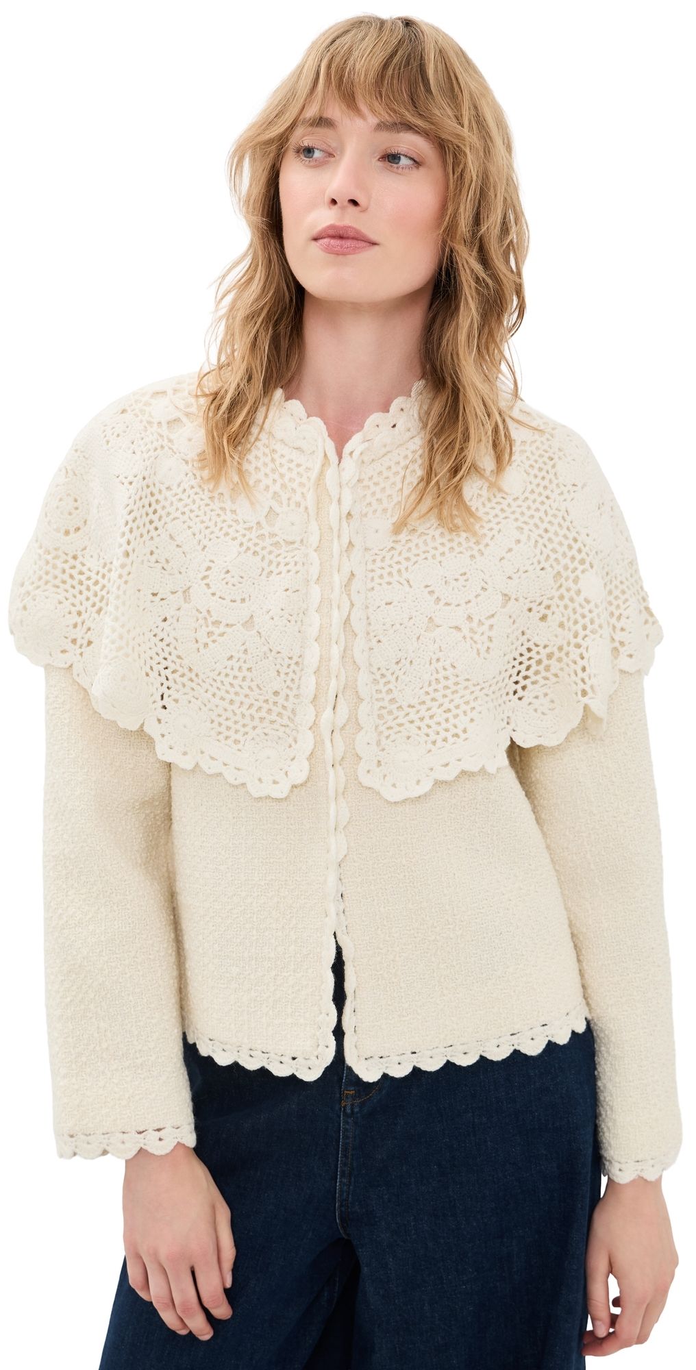 Sea Wright Knit Cape Jacket Cream S