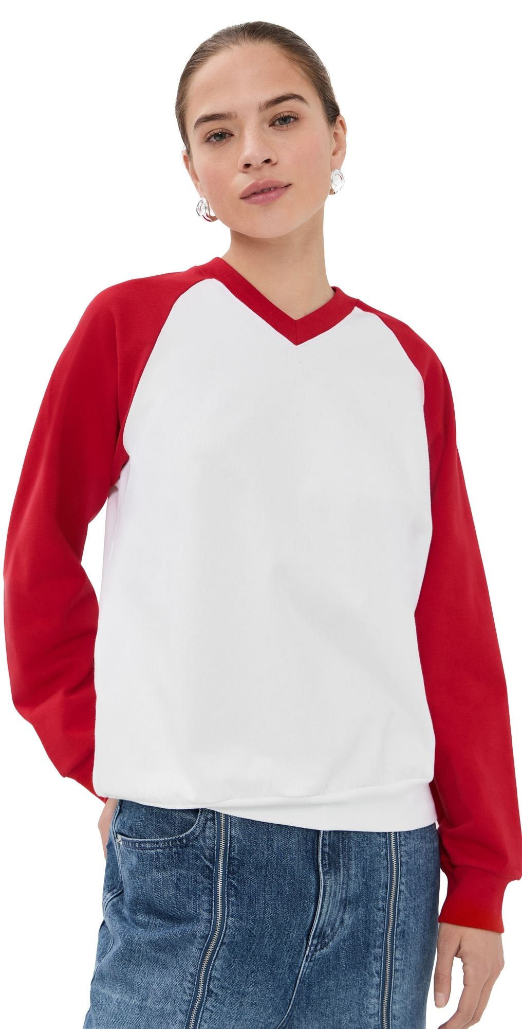 Tibi Perfect T-Shirt Vintage Sweatshirt Red Multi M