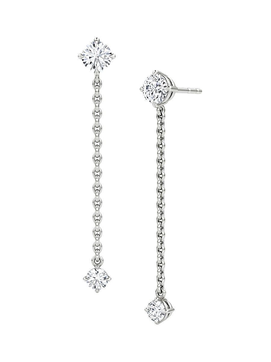 Women's 14K White Gold & 0.70 TCW Lab-Grown Diamond Drop Earrings - White Gold