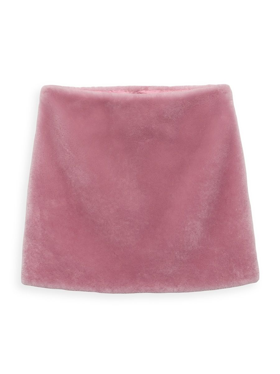 Women's Shearling Mini Skirt - Pink - Size 0
