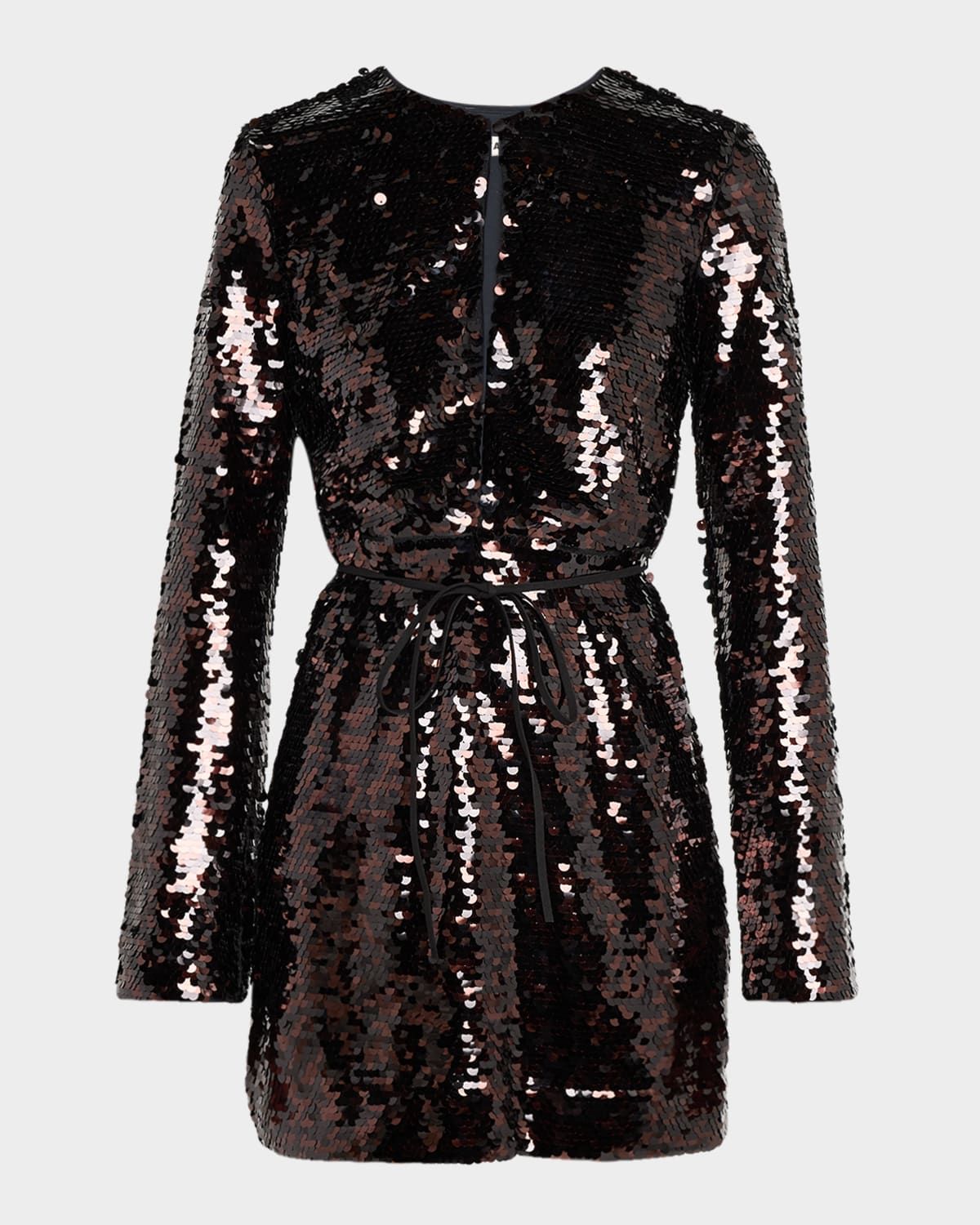 Fifi Sequined Long-Sleeve Mini Dress