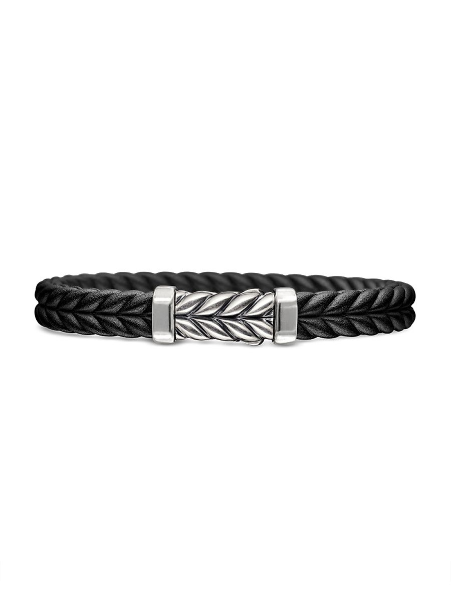 Men's Chevron Bracelet in Brown Rubber - Black - Size Medium