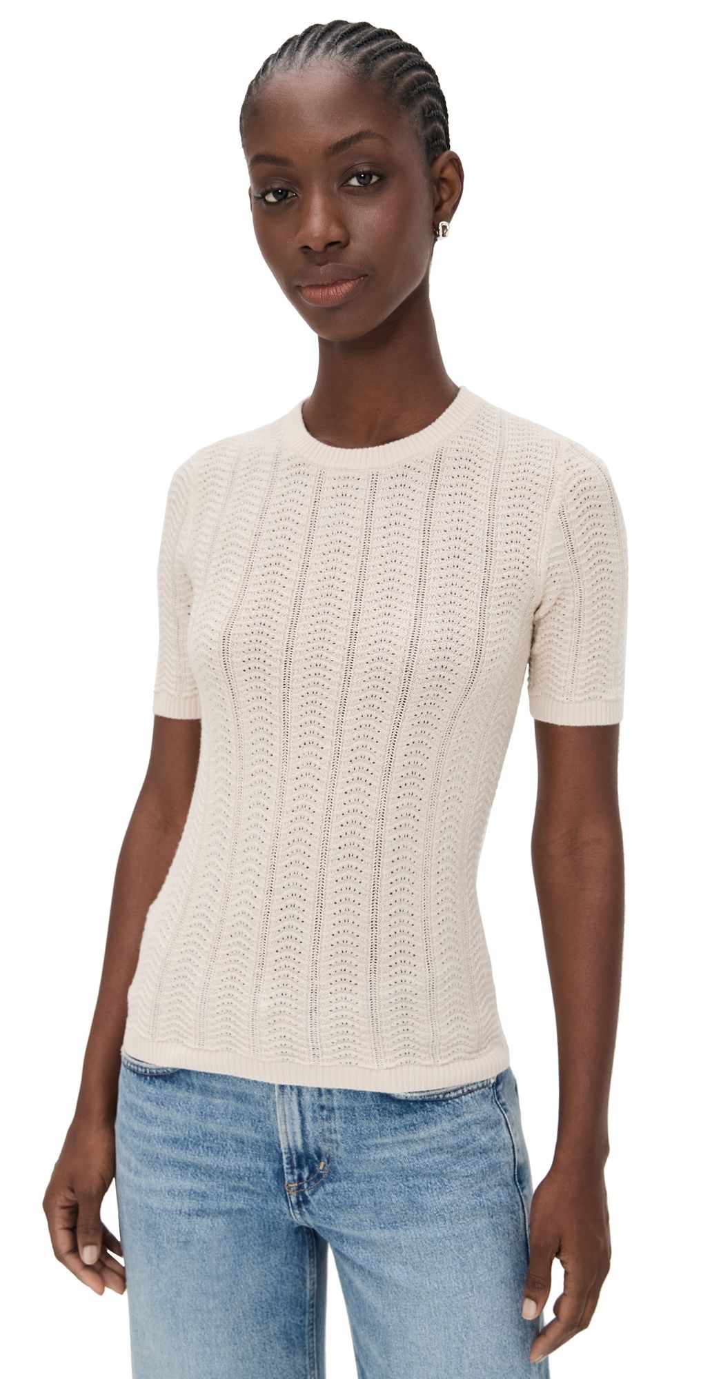 rag & bone Francesca Merino Short Sleeve Sweater Oatmeal XS