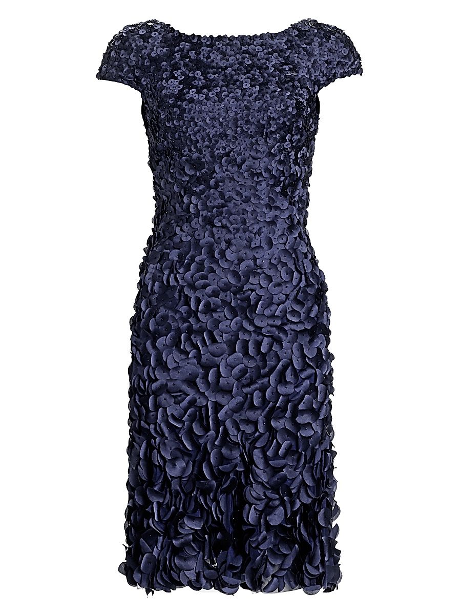 Women's Beaded Petal Appliqué Dress - Navy - Size 4