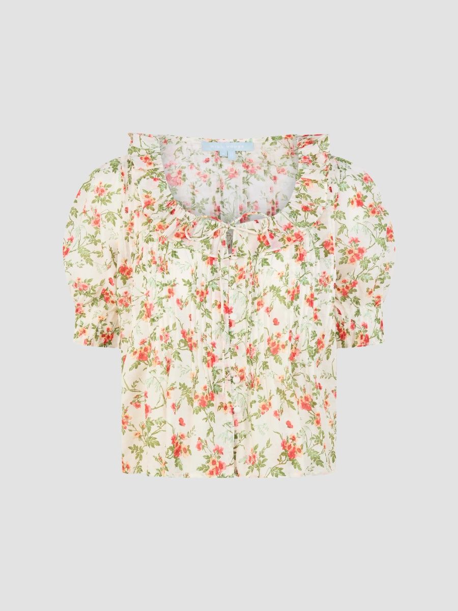 Hill House Home Women's The Camri Top - Primrose Bouquet Ivory - Size Large