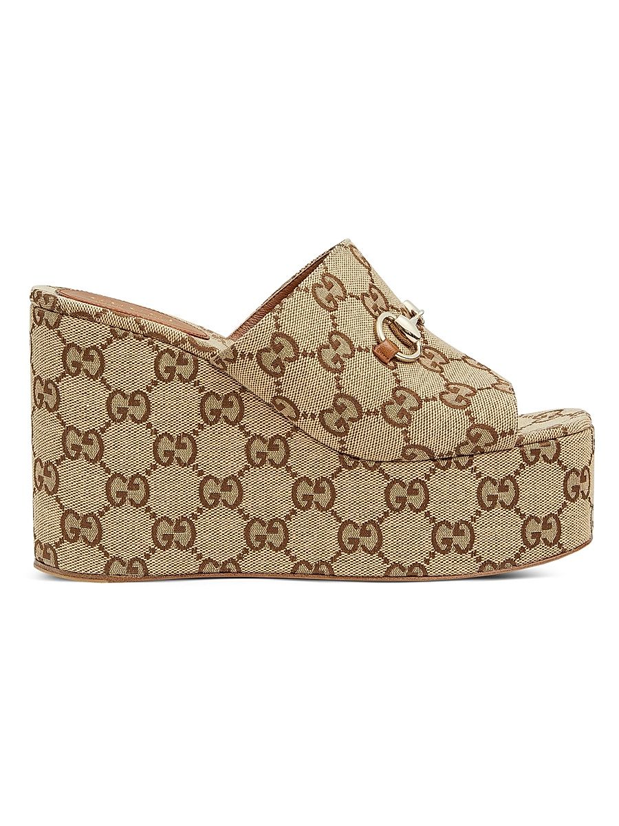 Women's Carmen Canvas Slip-On Platform Sandals - Brown - Size 11.5