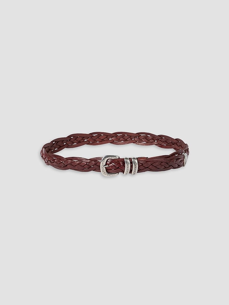 Brunello Cucinelli Men's Braided Calfskin Belt with Detailed Buckle - Tobacco - Size 38