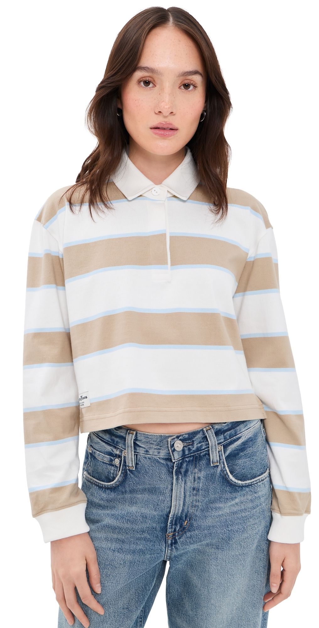 Rowing Blazers Cropped Striped Rugby Khaki Rugby Stripe XL