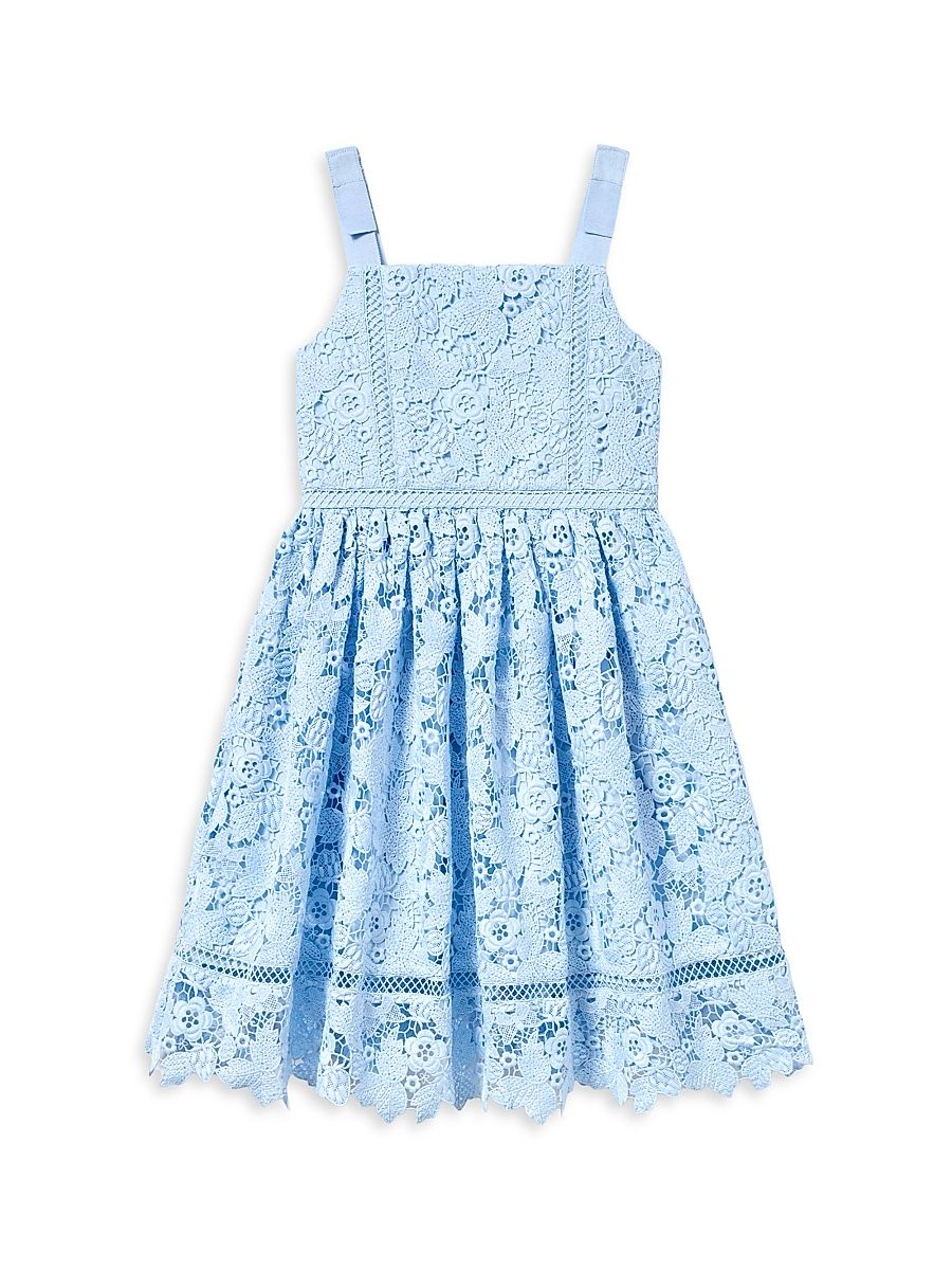 Little Girl's & Girl's Butterfly Lace Dress - Blue - Size 8
