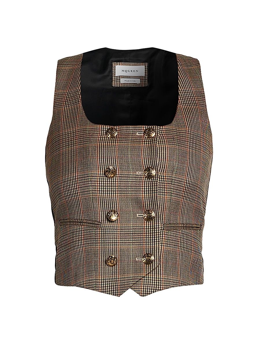 Women's Country Check Wool Waistcoat - Multi Colour - Size 10
