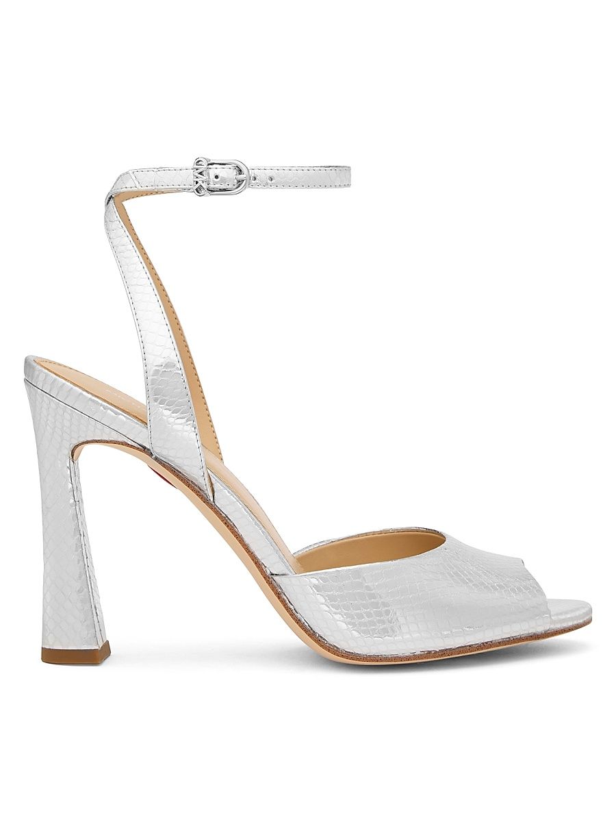 Women's Rosie 100MM Leather Sandals - Silver - Size 11