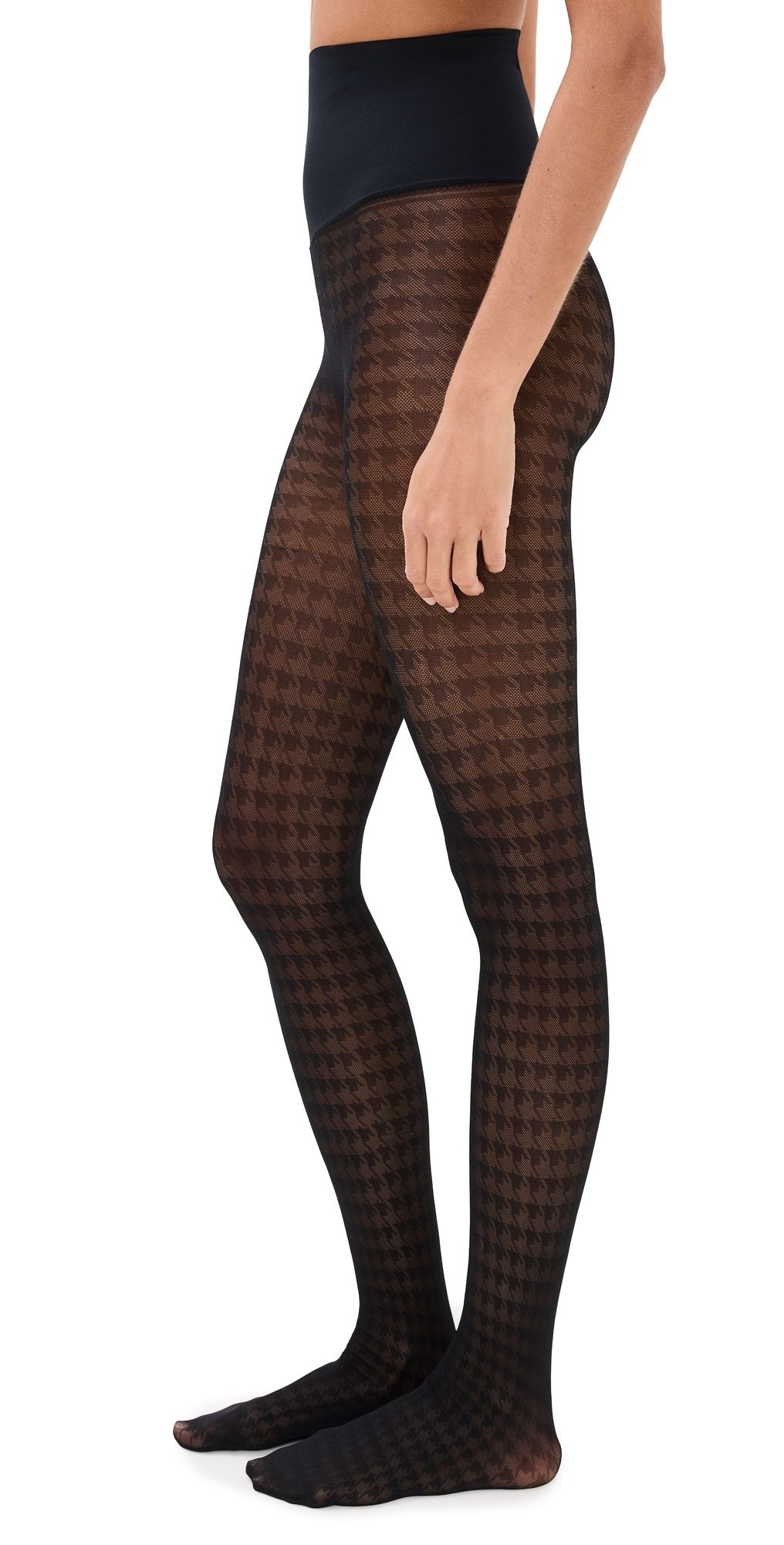 Commando Houndstooth Sheer Tights Black L