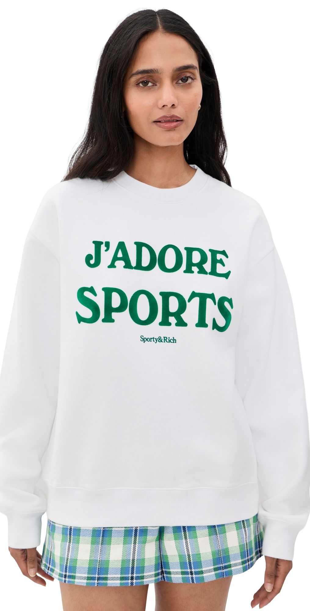Sporty & Rich Jadore Flocked Crewneck Sweatshirt White Kelly S