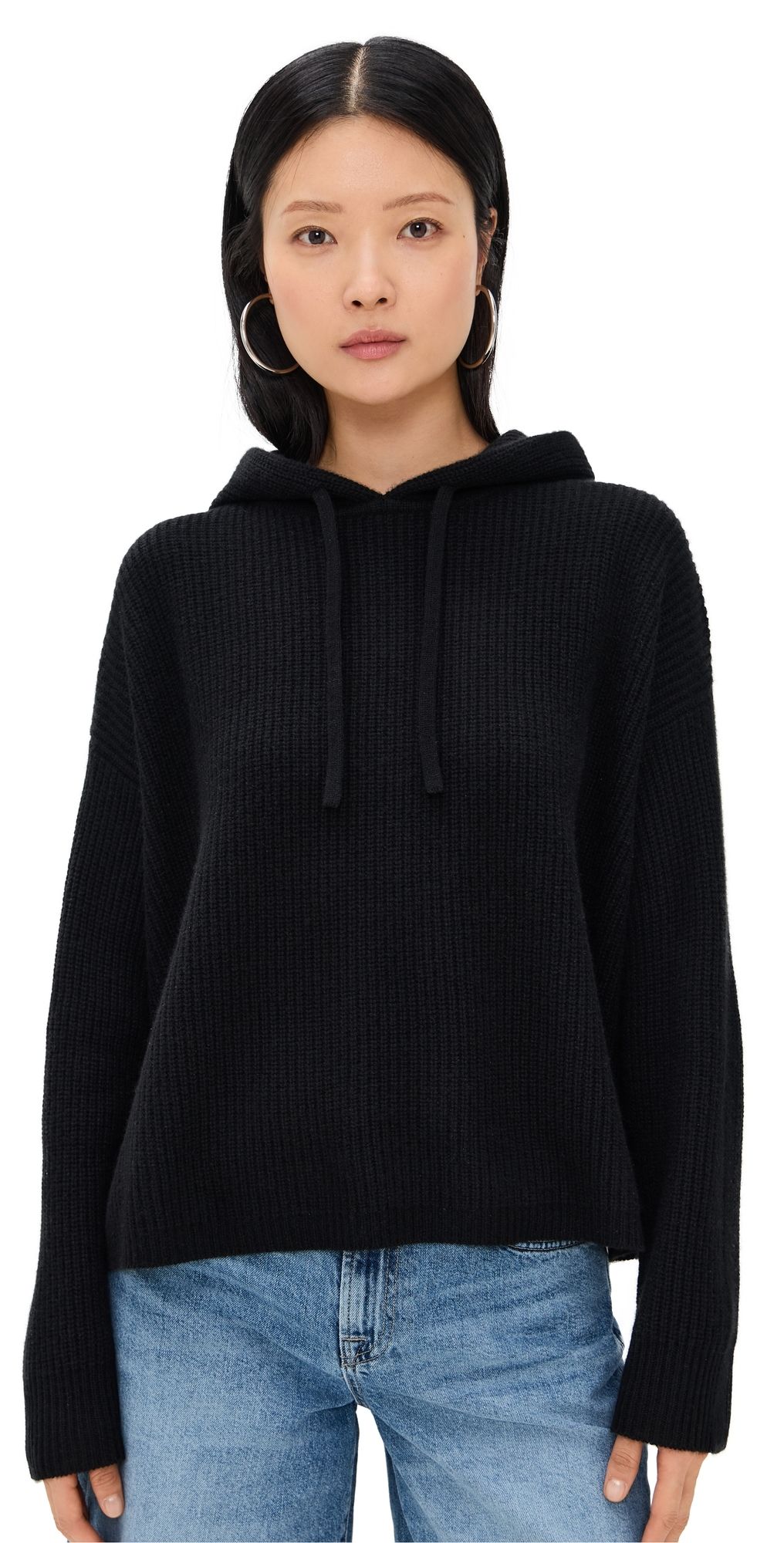 Jenni Kayne Cashmere Fisherman Hoodie Black XL