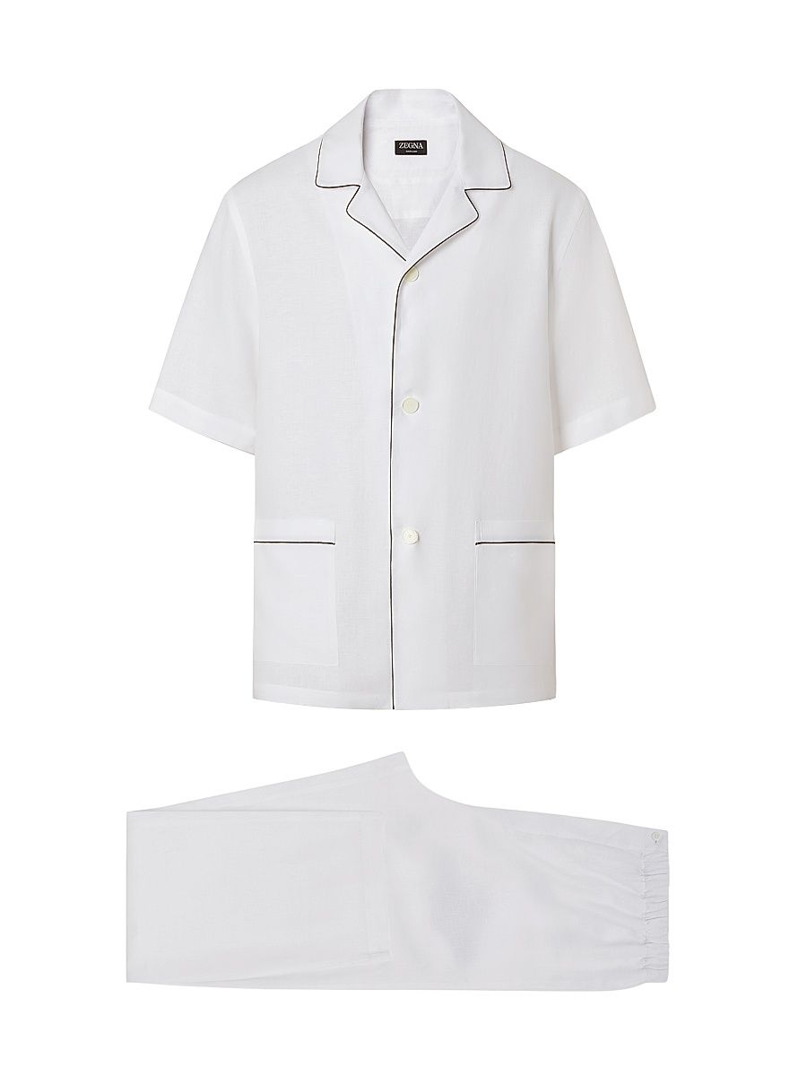 Men's Oasi Lino Pajamas - White - Size XL