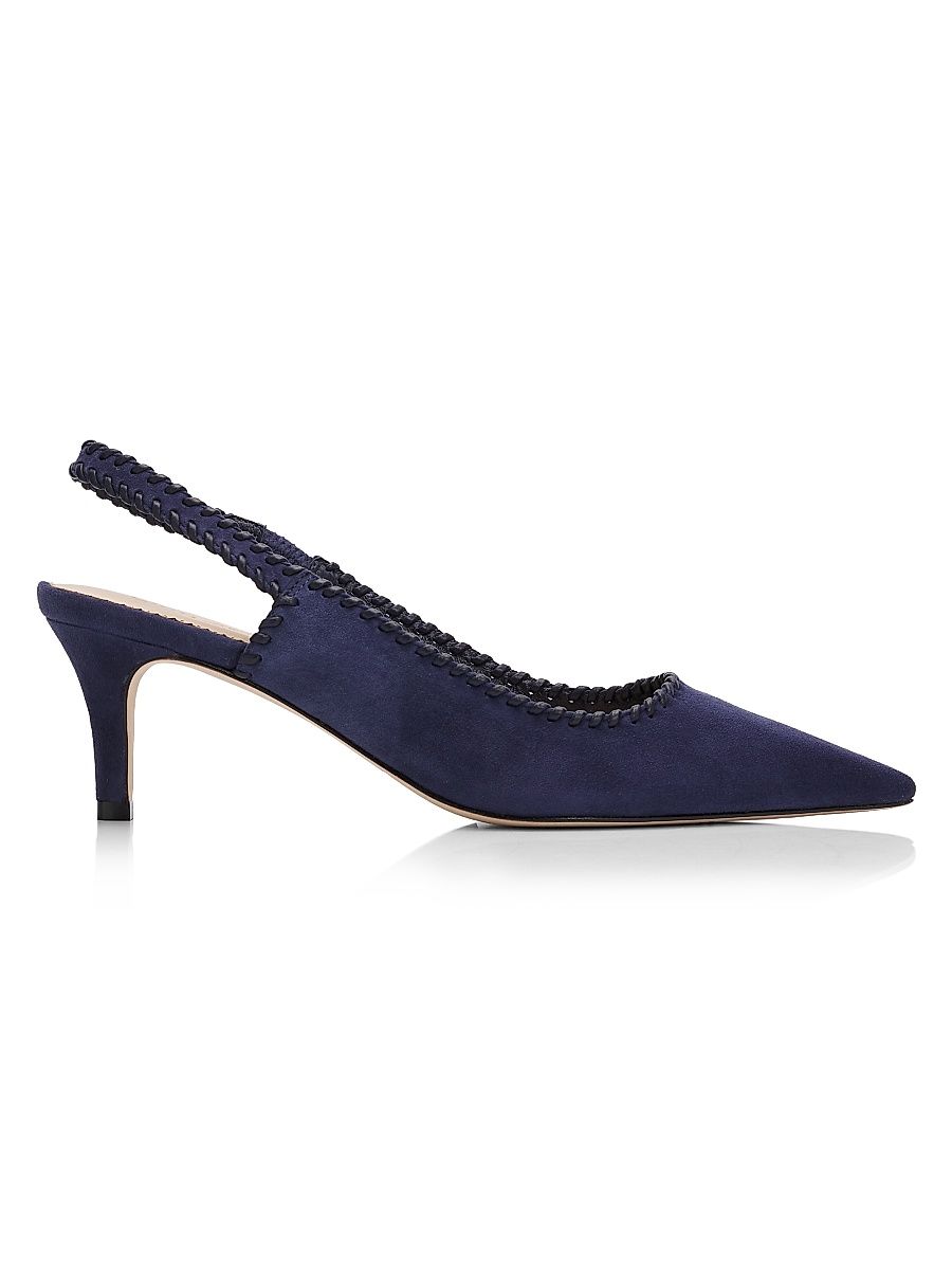 Women's Sylvie 65MM Suede Slingback Pumps - Navy - Size 6