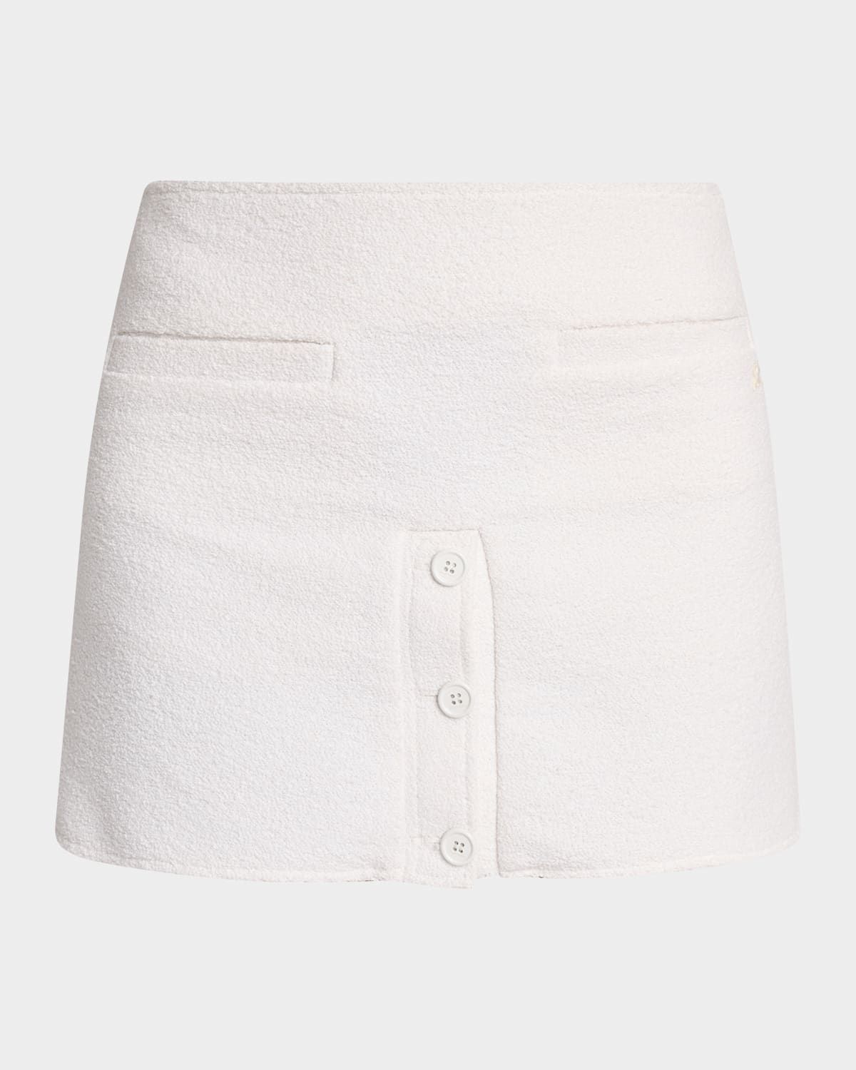 Buttoned Tweed Mini Skirt