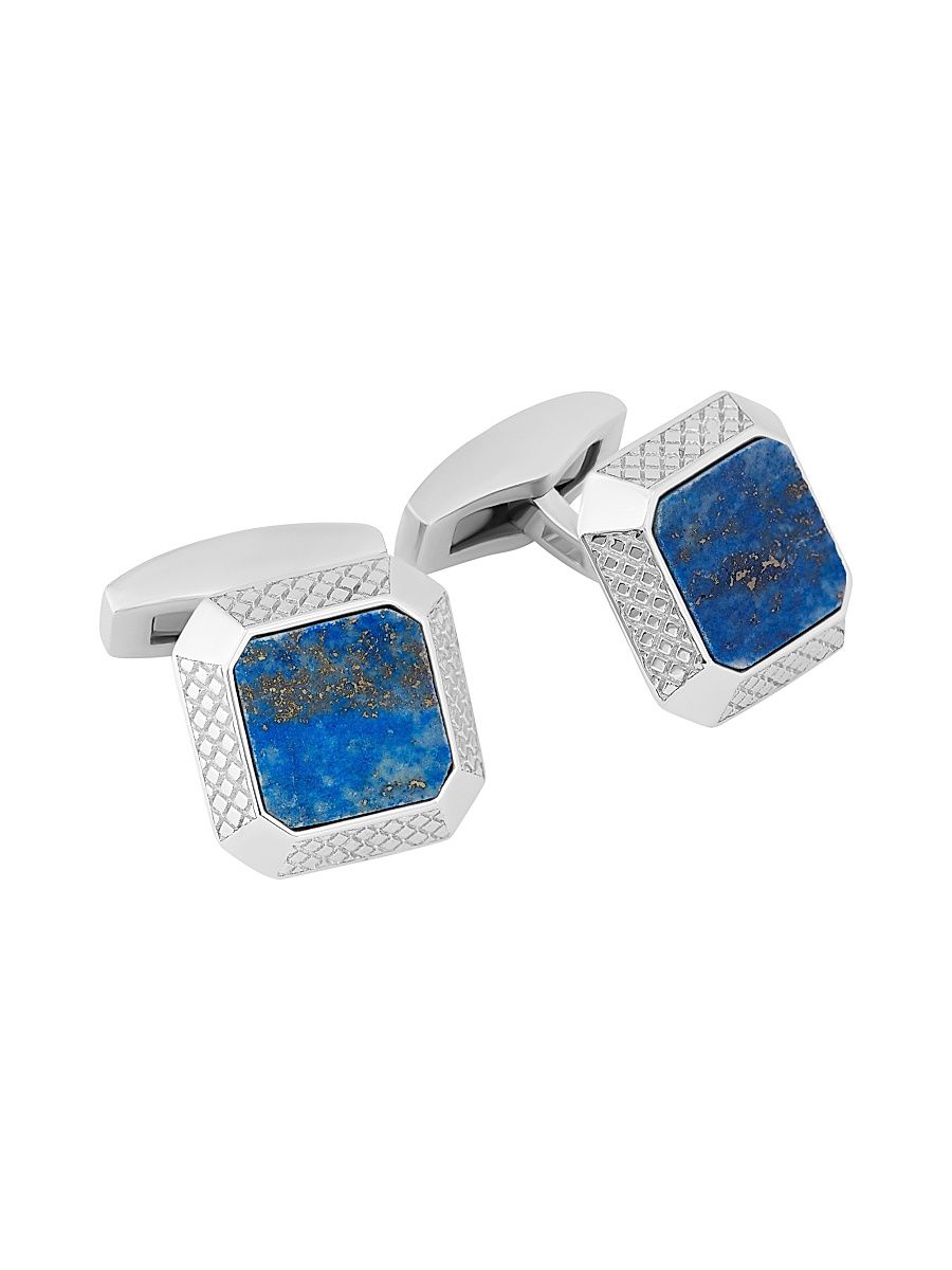 Men's Lapis & Rhodium-Plated Sterling Silver Signature Octagon Cufflinks - Blue