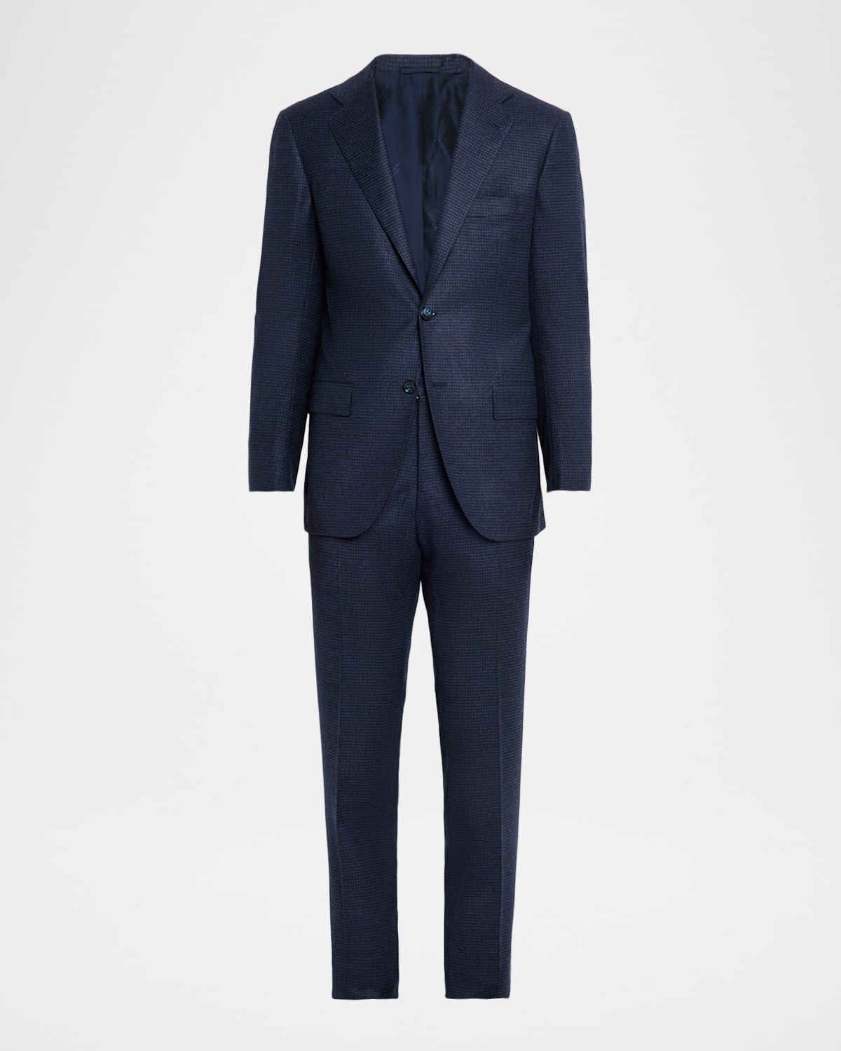 Men & apos;s Wool and Cashmere Micro-Check Two-Piece Suit