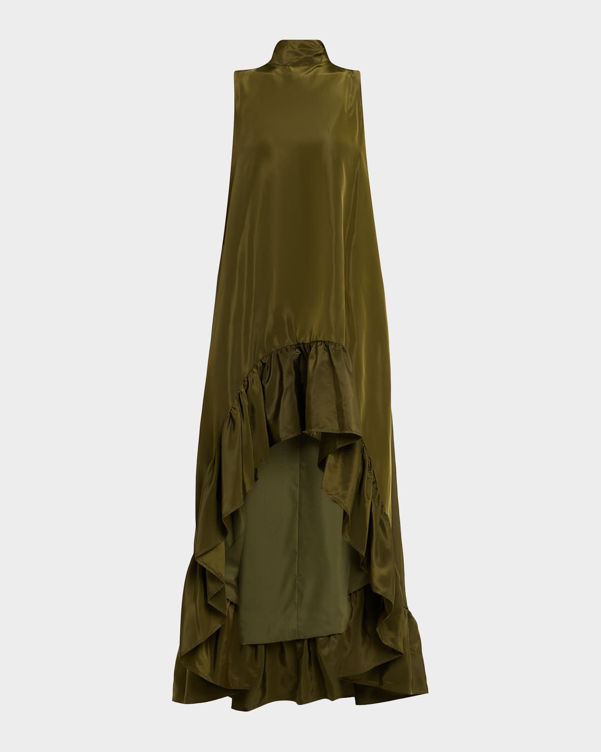 Taffeta Ruffle High-Low Gown