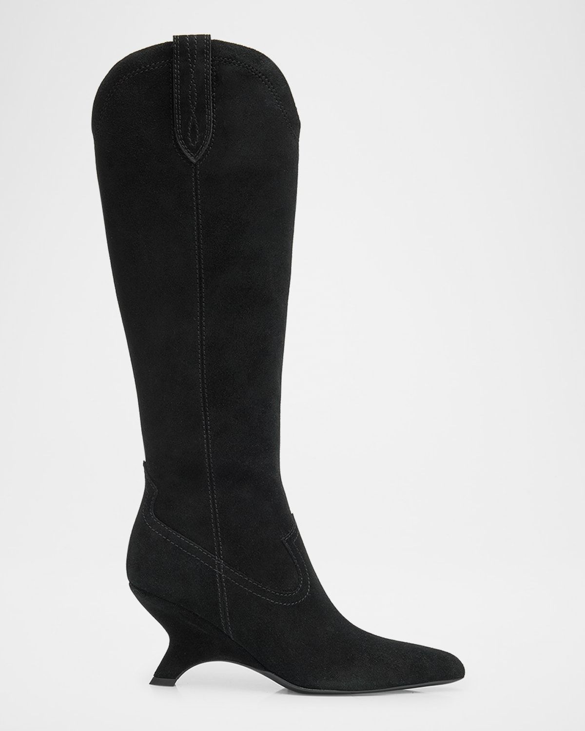 Shadow Suede Western Knee Boots