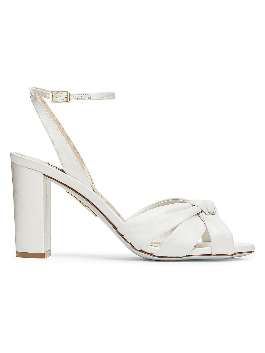 Women's Nina 85MM Knotted Satin Sandals - White - Size 11