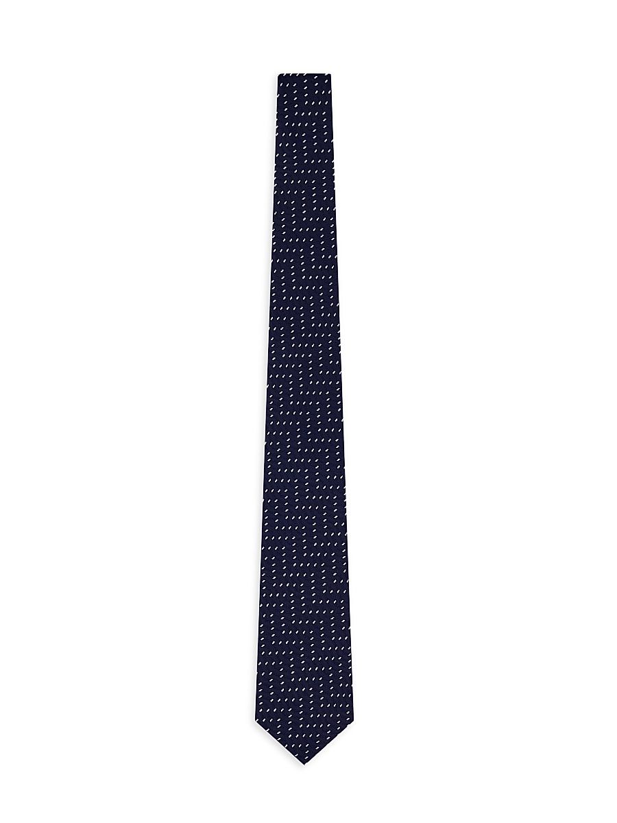 Men's Wide Chevron Geometric Silk Tie - Blue Fancy