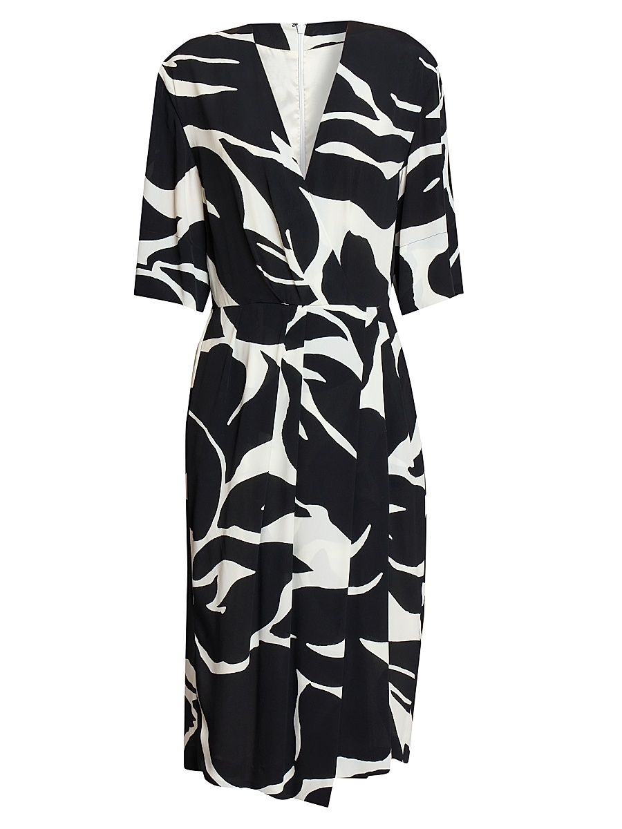 Women's Daronga Hawaiian Flower Crepe Draped Dress - Black - Size 8
