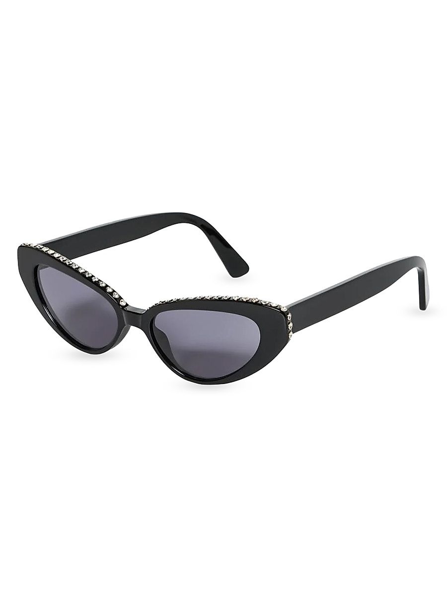 Women's Damba 56MM Cat-Eye Sunglasses - Black Rhinestone Grey