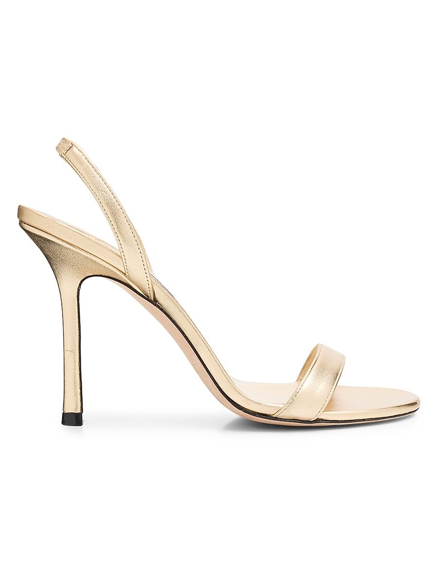 Women's Jenn 85MM Leather Slingback Sandals - Gold - Size 12
