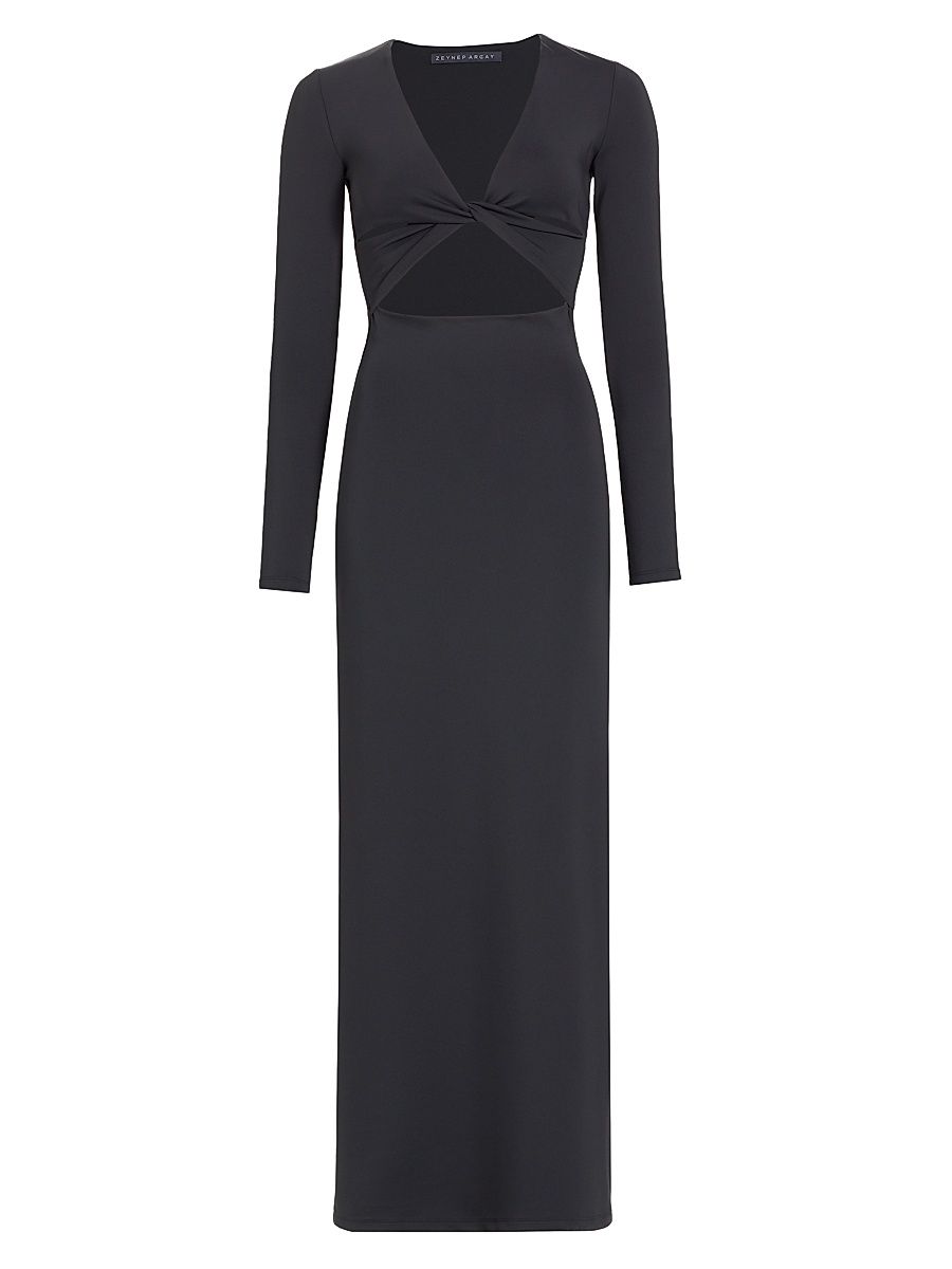Women's Cut-Out Scuba Maxi Dress - Black - Size 8