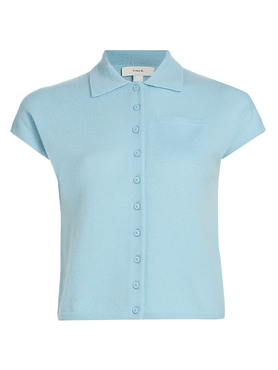 Women's Cap-Sleeve Knit Cashmere-Silk Cardigan - Clearwater - Size XXS