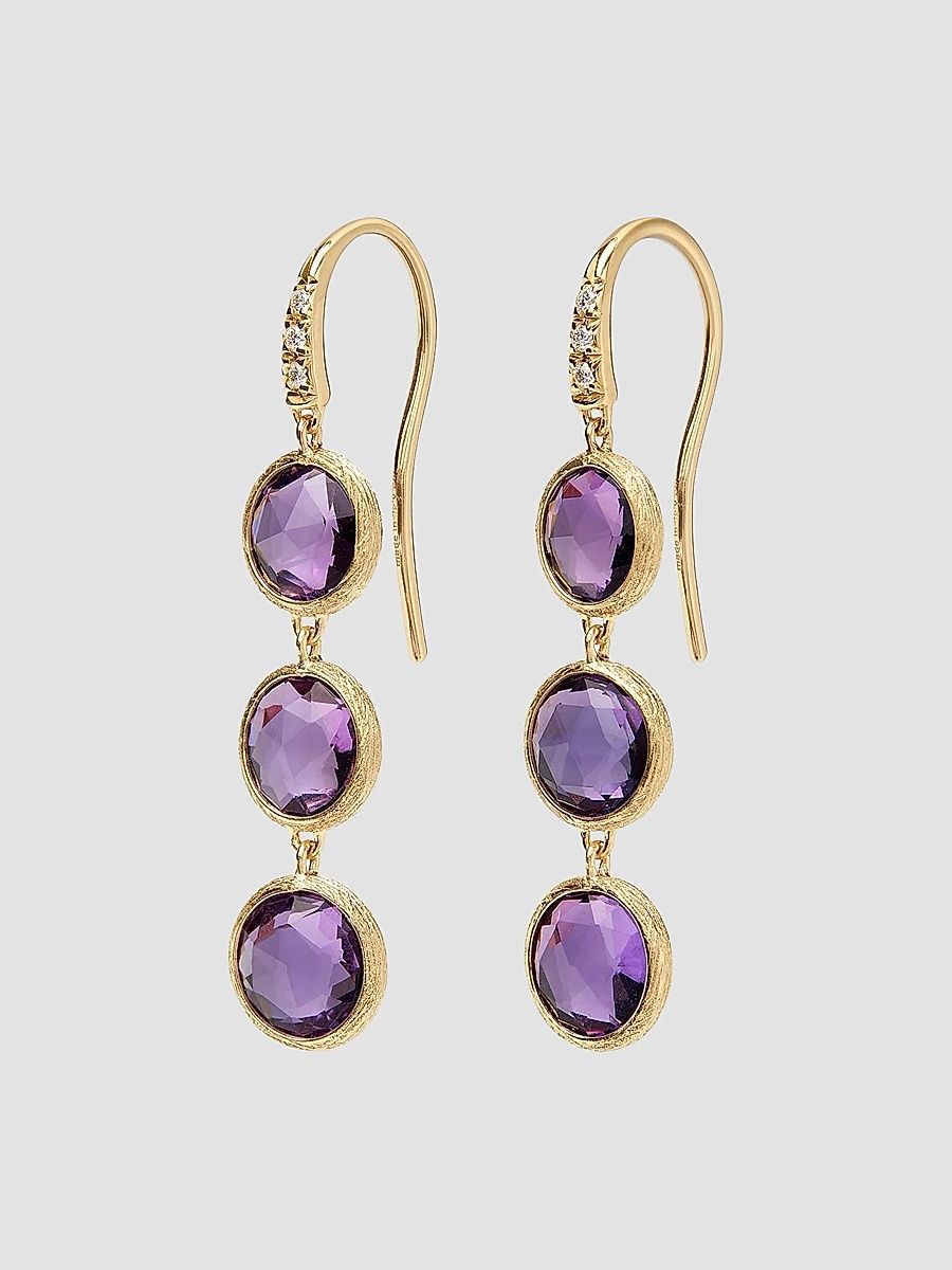 Marco Bicego Women's Jaipur Color 18K Yellow Gold, Amethyst & 0.03 TCW Diamond Drop Earrings - Yellow Gold