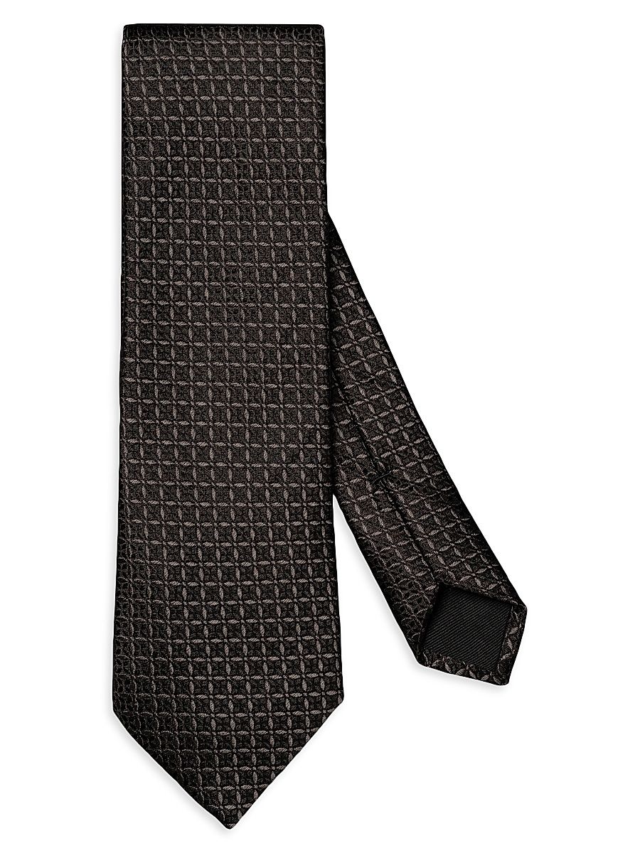 Men's Geometric Silk Tie - Black
