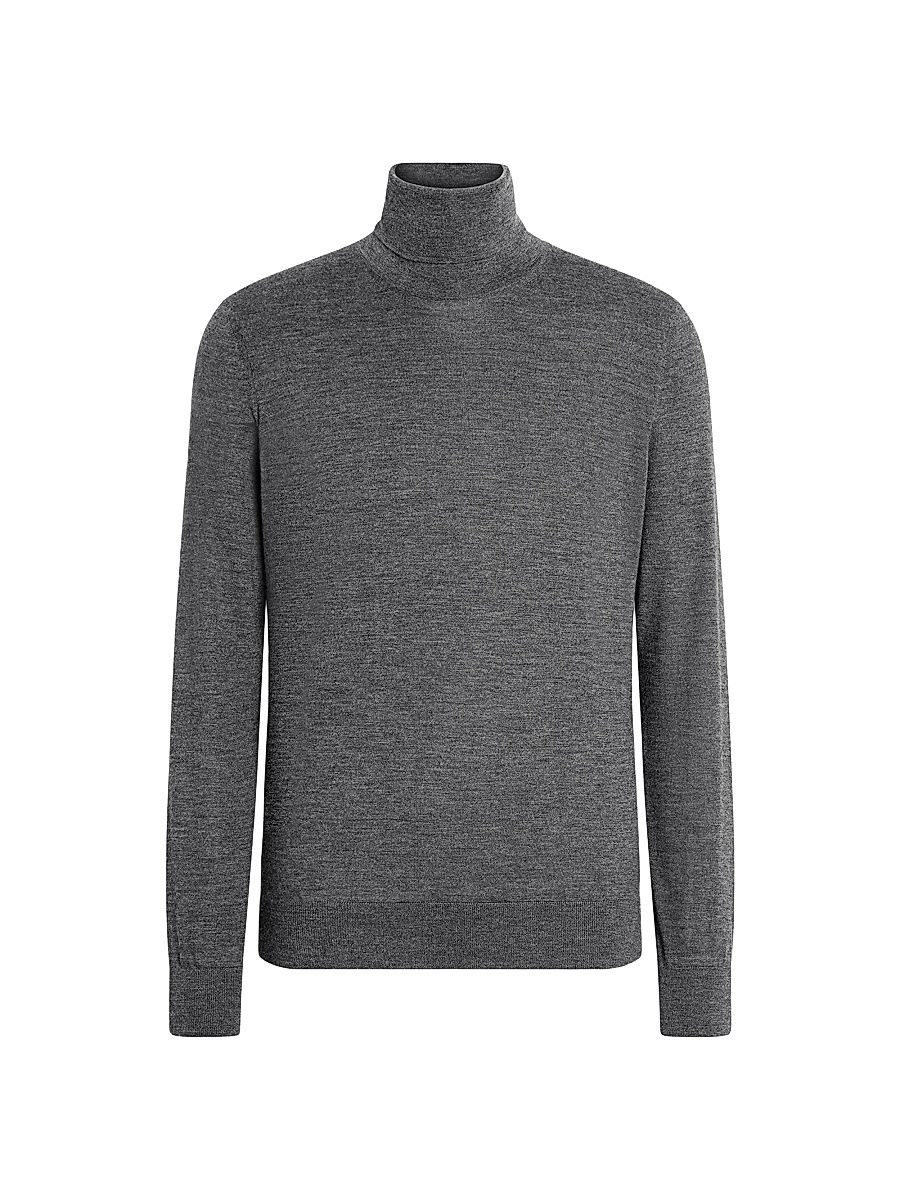 Men's Cashseta Turtleneck Sweater - Light Taupe - Size 48