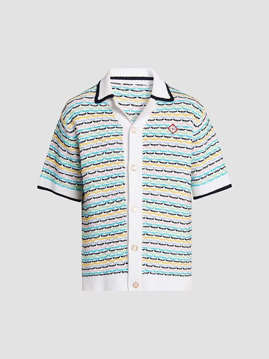 Men's Tuck-Stitch Cotton Knit Short-Sleeve Shirt - Size XXXL