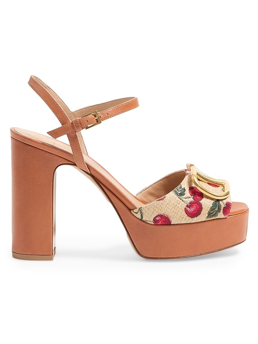 Women's VLogo Signature Cherryfic Platform Sandals 115MM - Natural Red Multicolor - Size 5.5