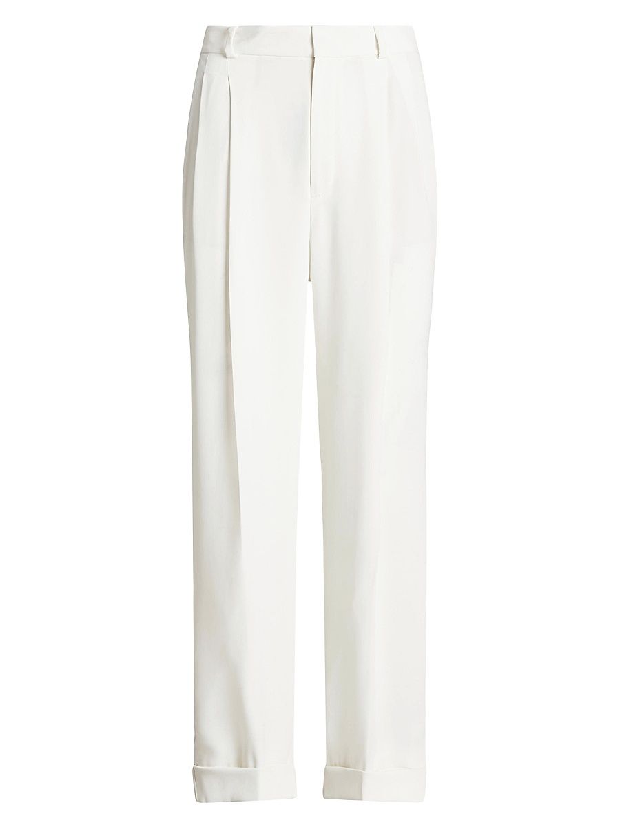 Women's Satin Straight-Fit Trousers - Clubhouse Cream - Size 6