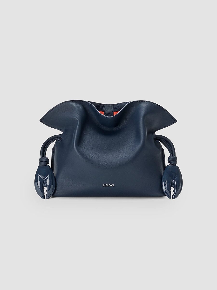 LOEWE Women's LOEWE x Cosima Von Bonin Flamenco Mini Check-Intarsia & Leather Clutch - Deep Navy Multi