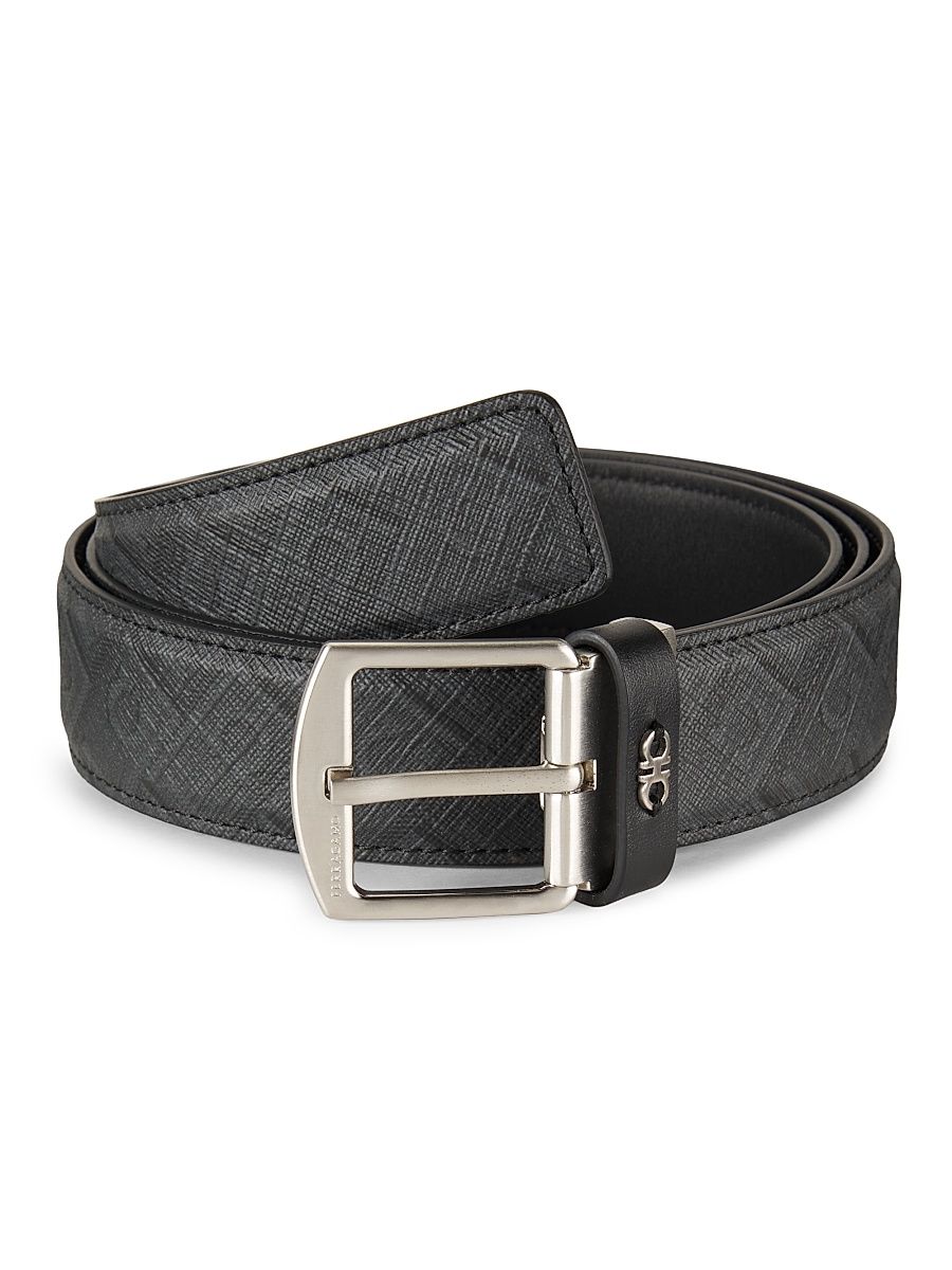 Men's Reversible Gancini Belt - Nero - Size 46