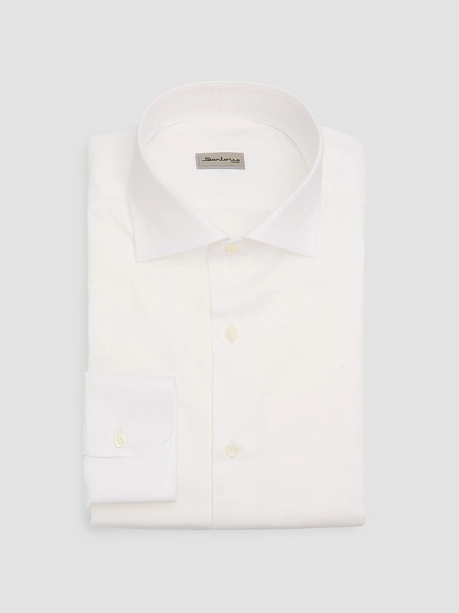 Sartorio Napoli Men's Solid Cotton Dress Shirt - White - Size 16