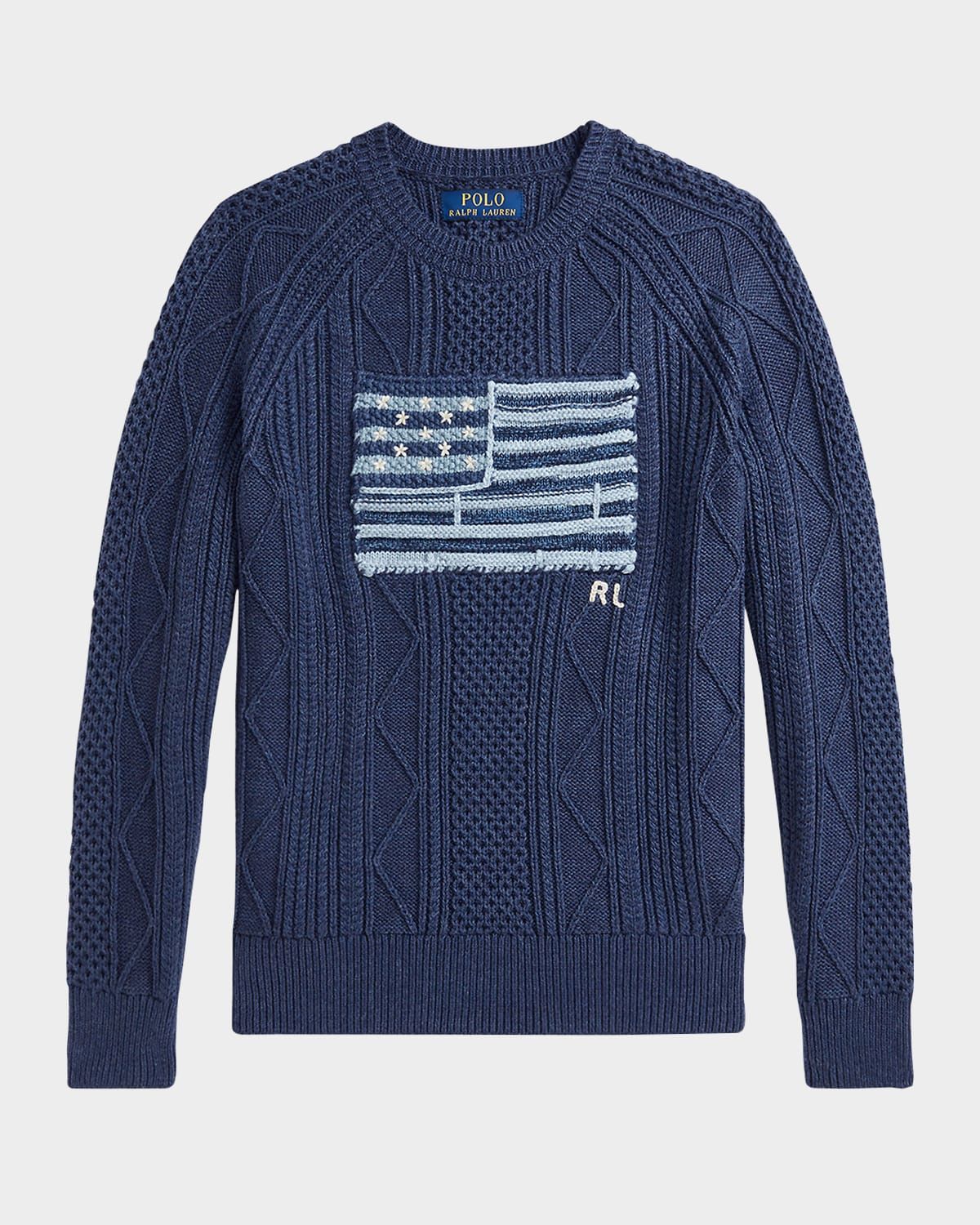 Boy & apos;s Cotton Faded Flag Sweater