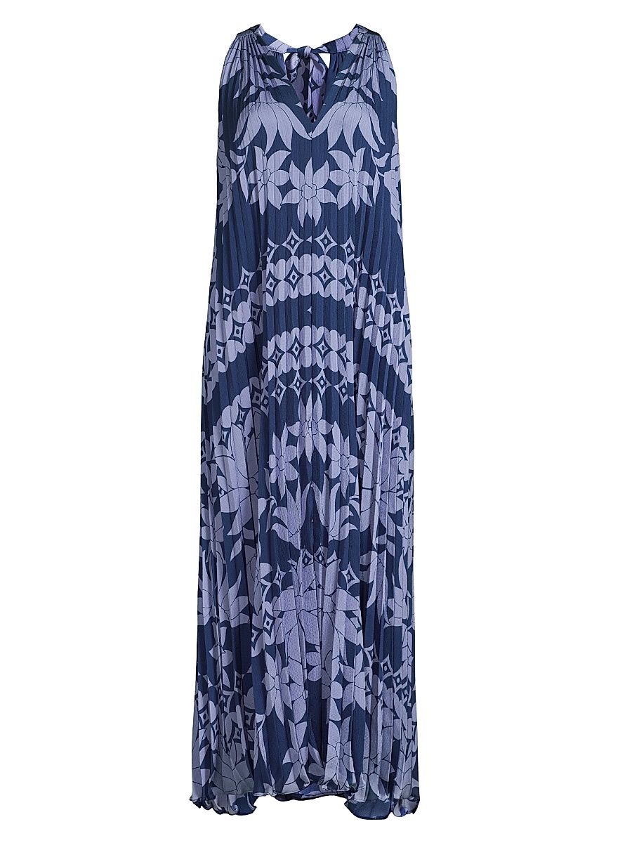 Women's Hallie Floral Pleated Midi-Dress - Violet Multi - Size XL